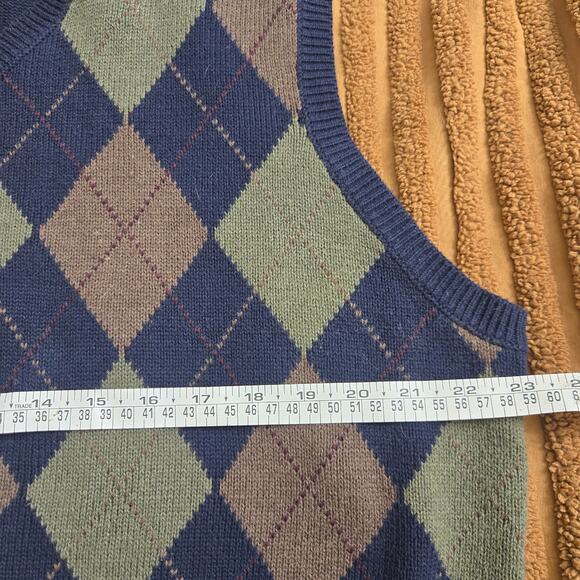 American Living Mens Vtg Y2K Prep Golf Argyle Cotton V Neck Knit Sweater Vest M - Picture 7 of 8